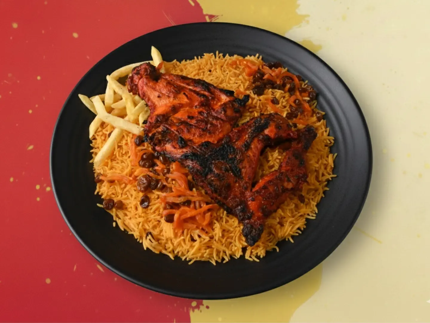 دجاج على الفحم مع الارز-نصف