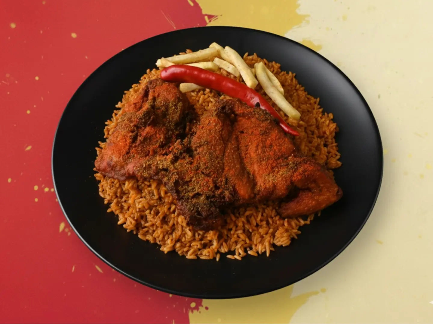 دجاج مقلي حراق مع الارز-نص