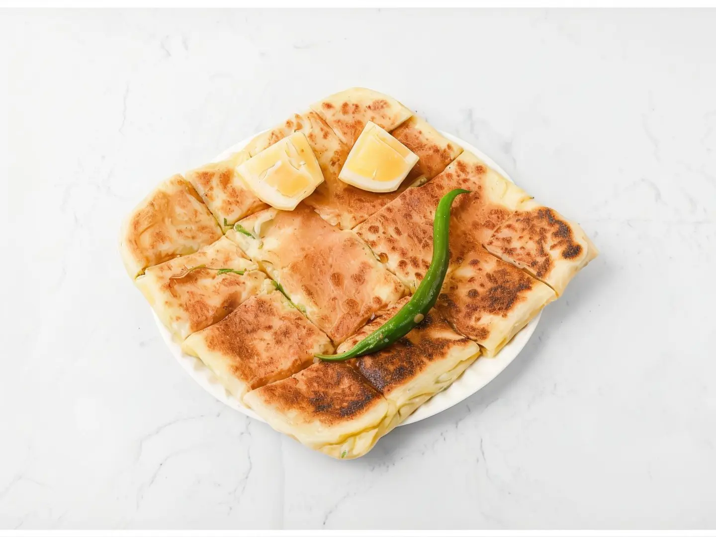 Cheddar Cheese Mutabbak With Vegetable