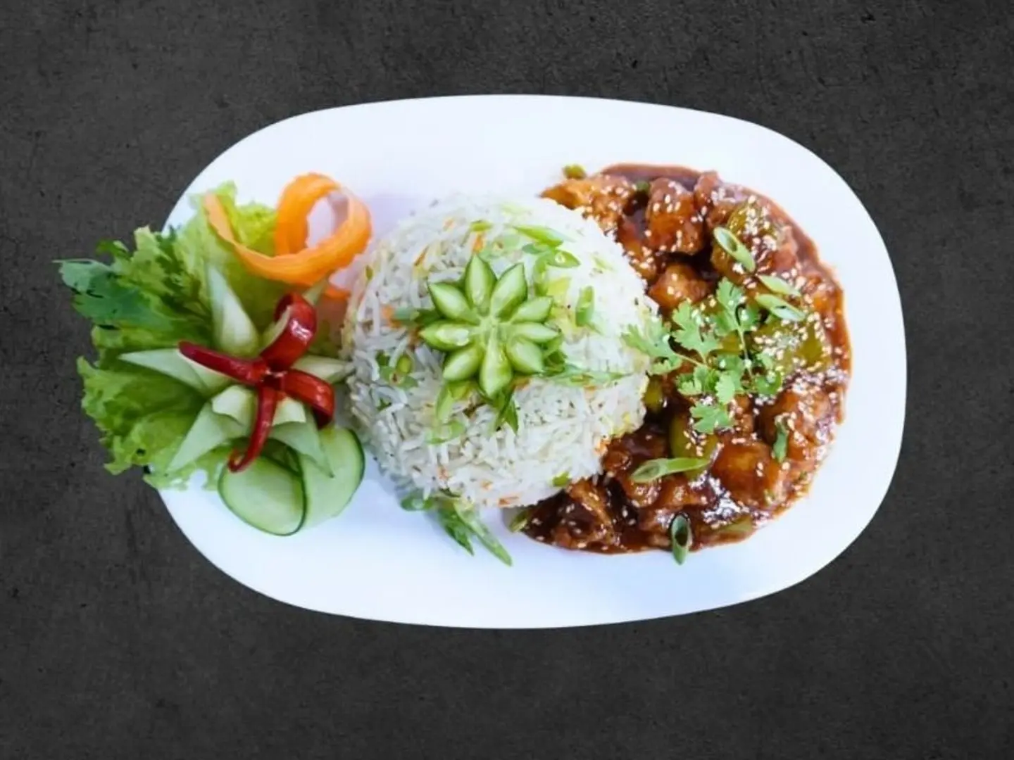 Chicken Manchurian With Rice