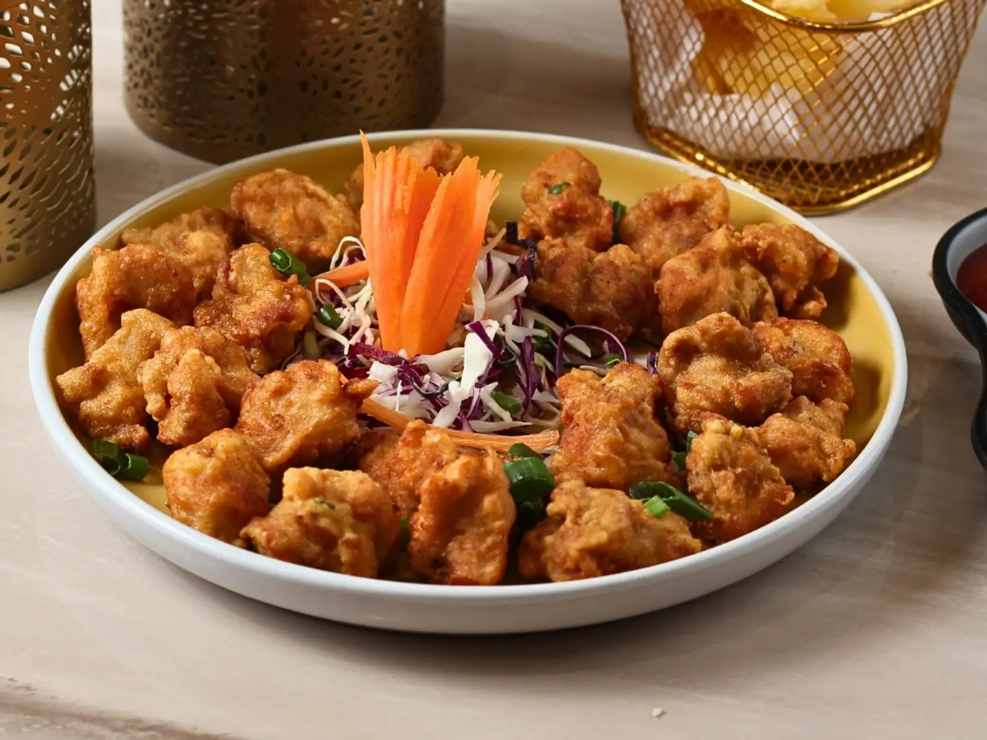 Chicken Popcorn With French Fries