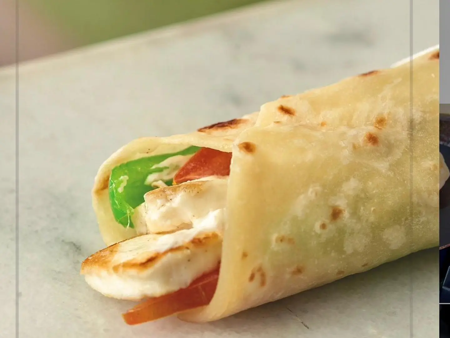 Pratha Halloumi Pesto And Olive Mint