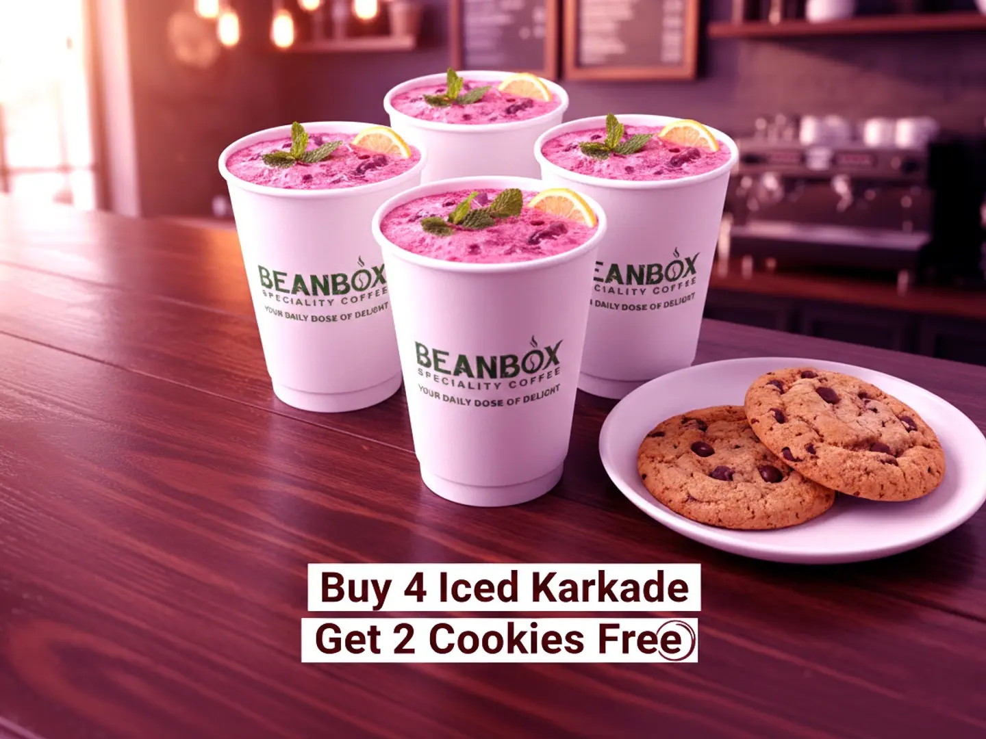 اشترِ 4 كركديه مثلج واحصل على 2 بسكويت مجانًا