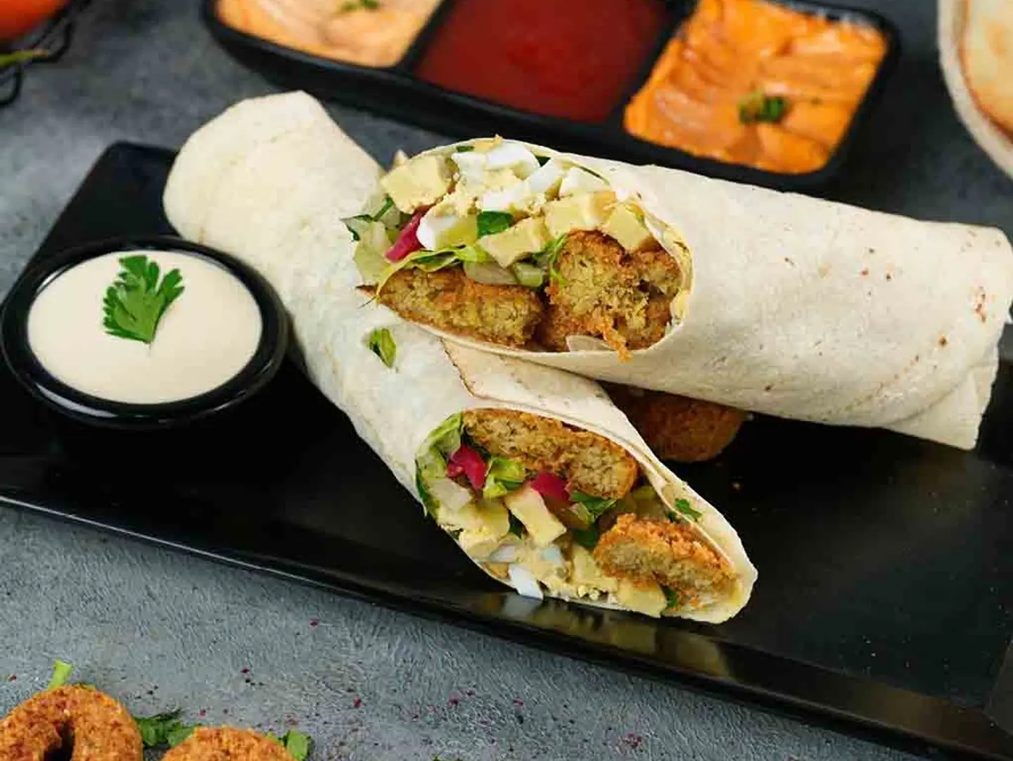 Saj Falafel Sandwich With Hummus