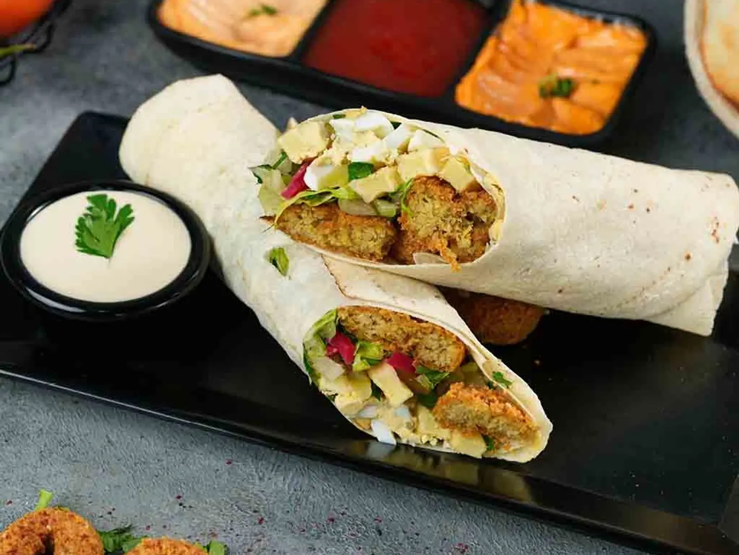 Saj Falafel Sandwich With Egg