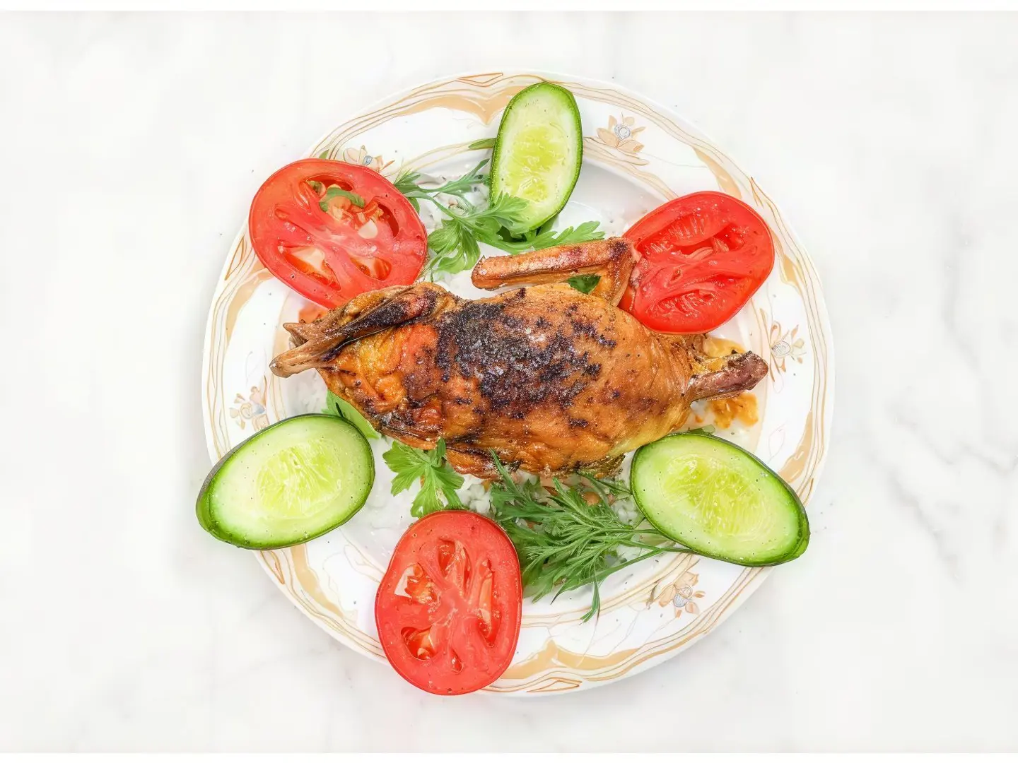 A Quarter Roasted Duck With Rice