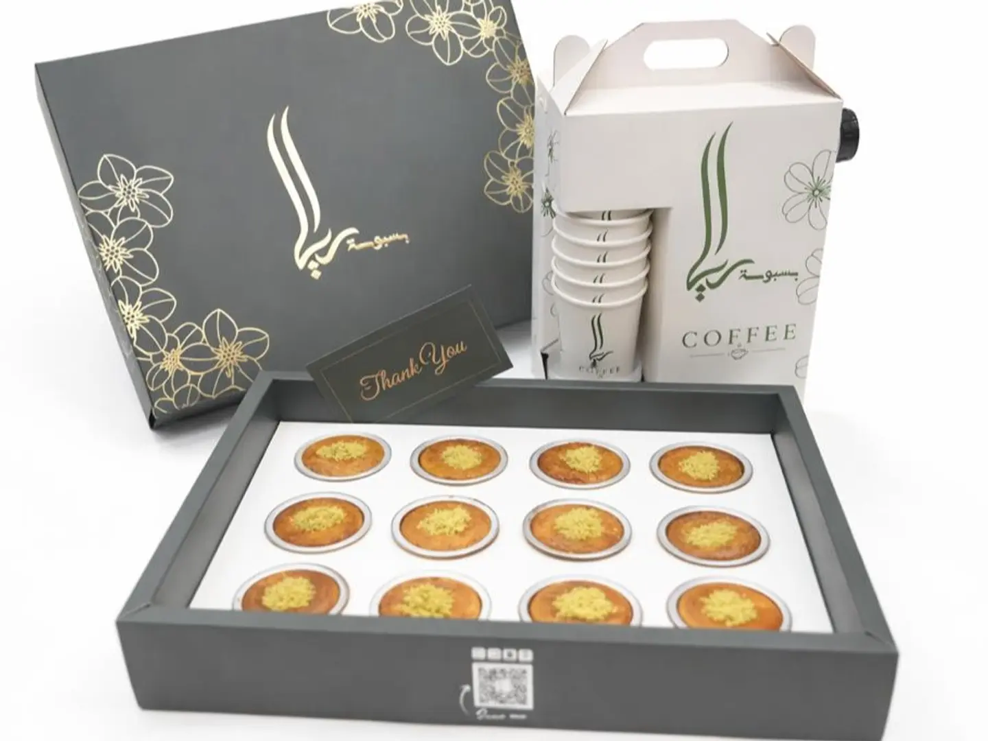 بوكس بسبوسة 12 كوب ميني قشطة مع جيك قهوة اليوم