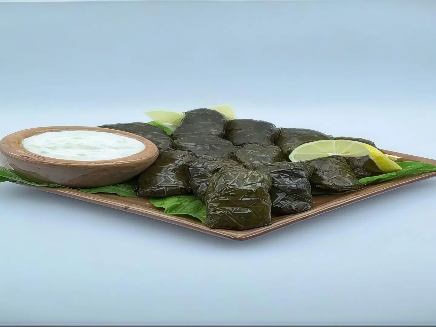 Stuffed Vine Leaves With Yoghurt & Mint Dip
