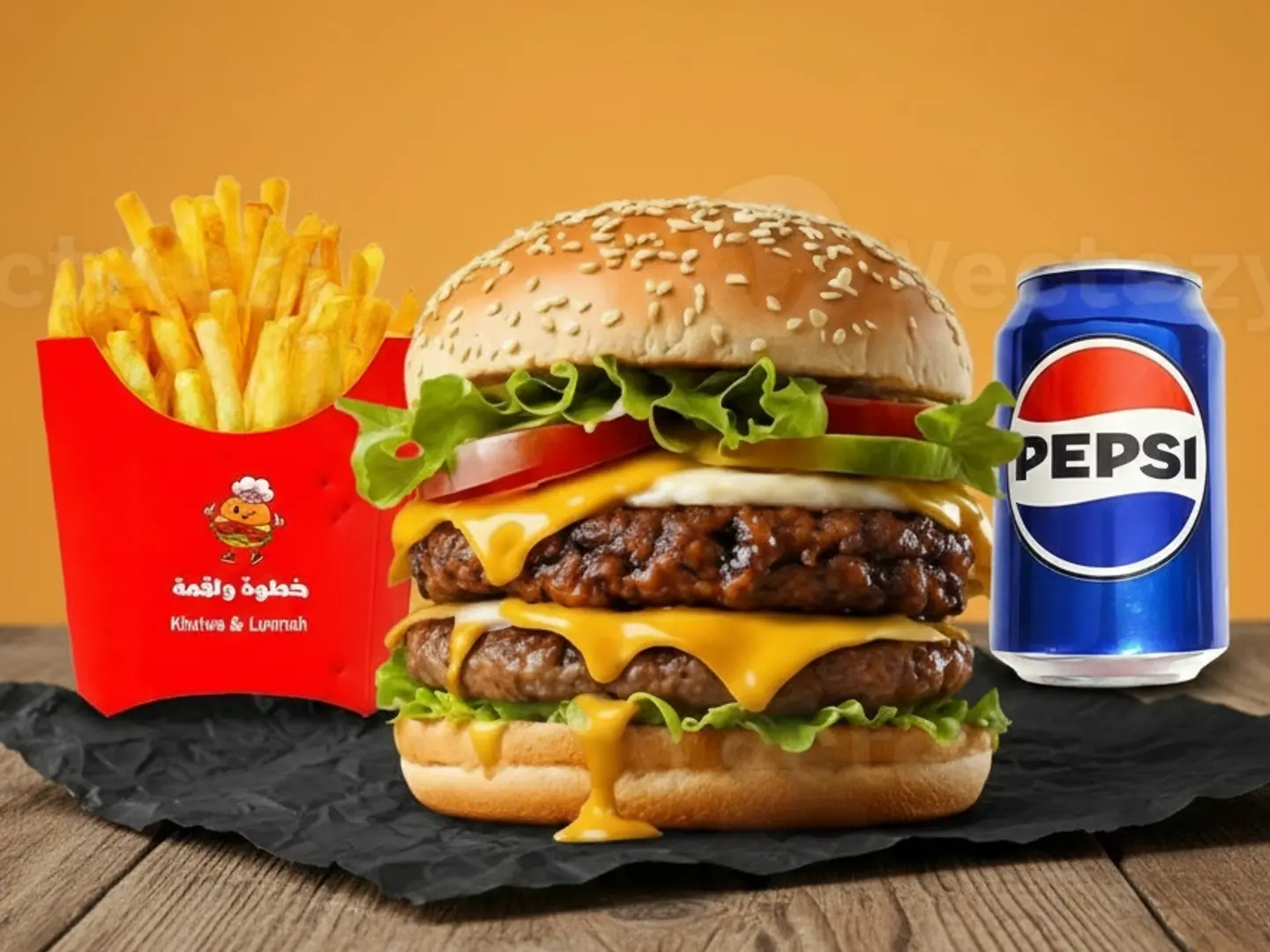 Grilled Double Beef Burger Meal