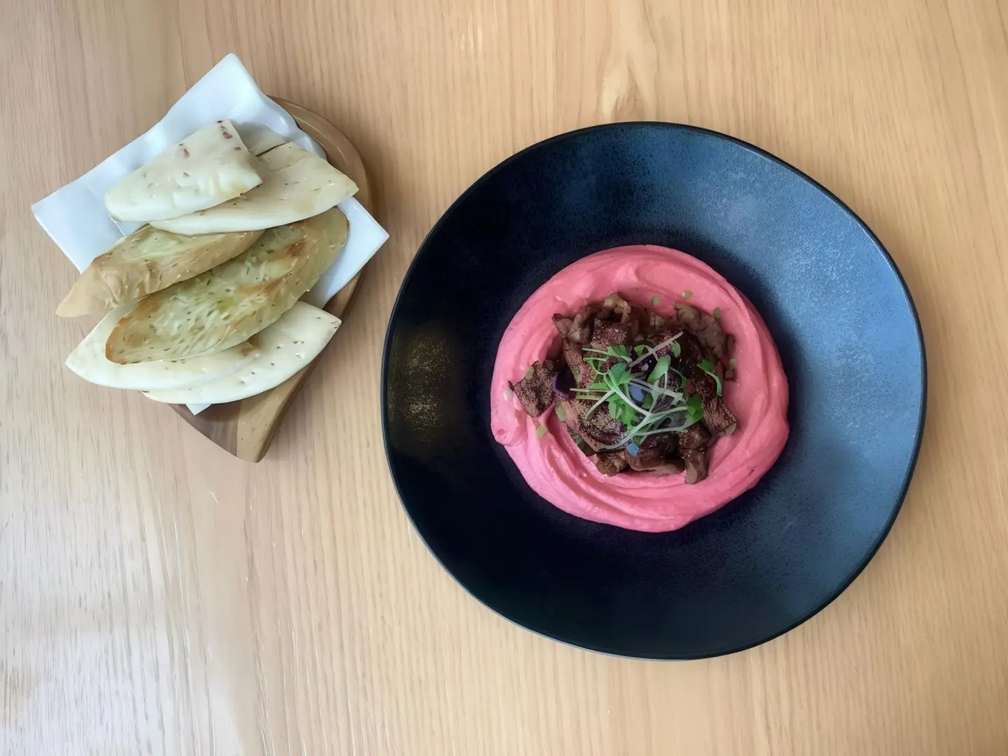 Steak And Beetroot Hummus