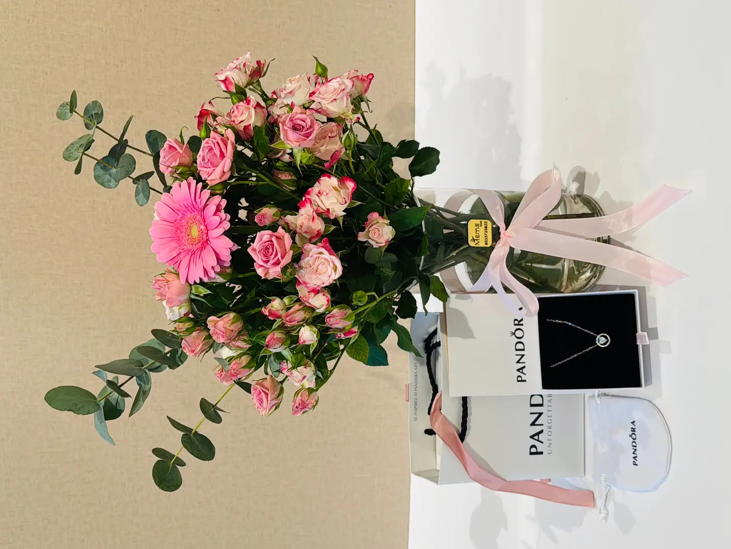 Pandora Necklace And Rose Vase