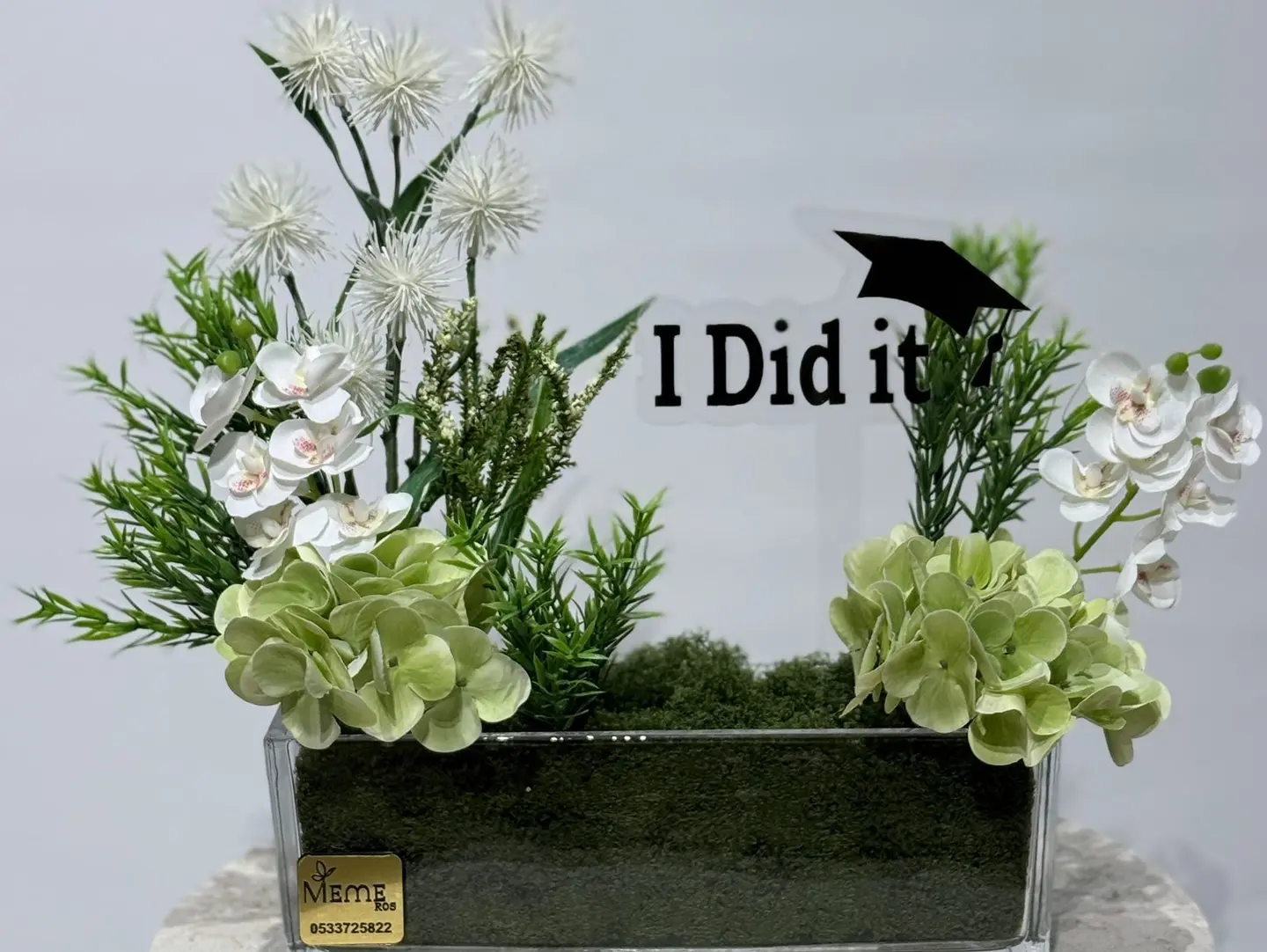 Glass Vase With Artificial Roses