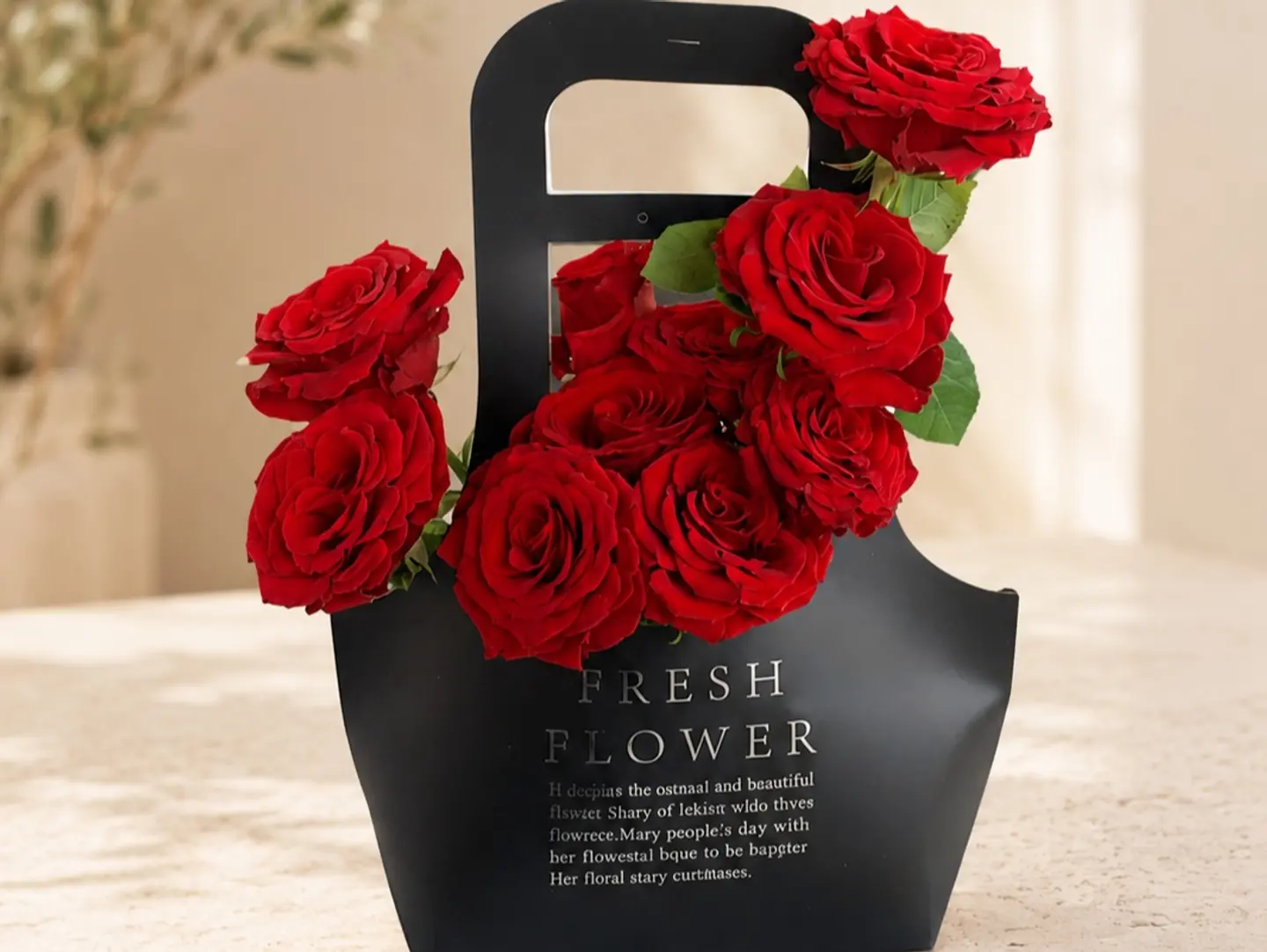 Red Roses With Carry Bag