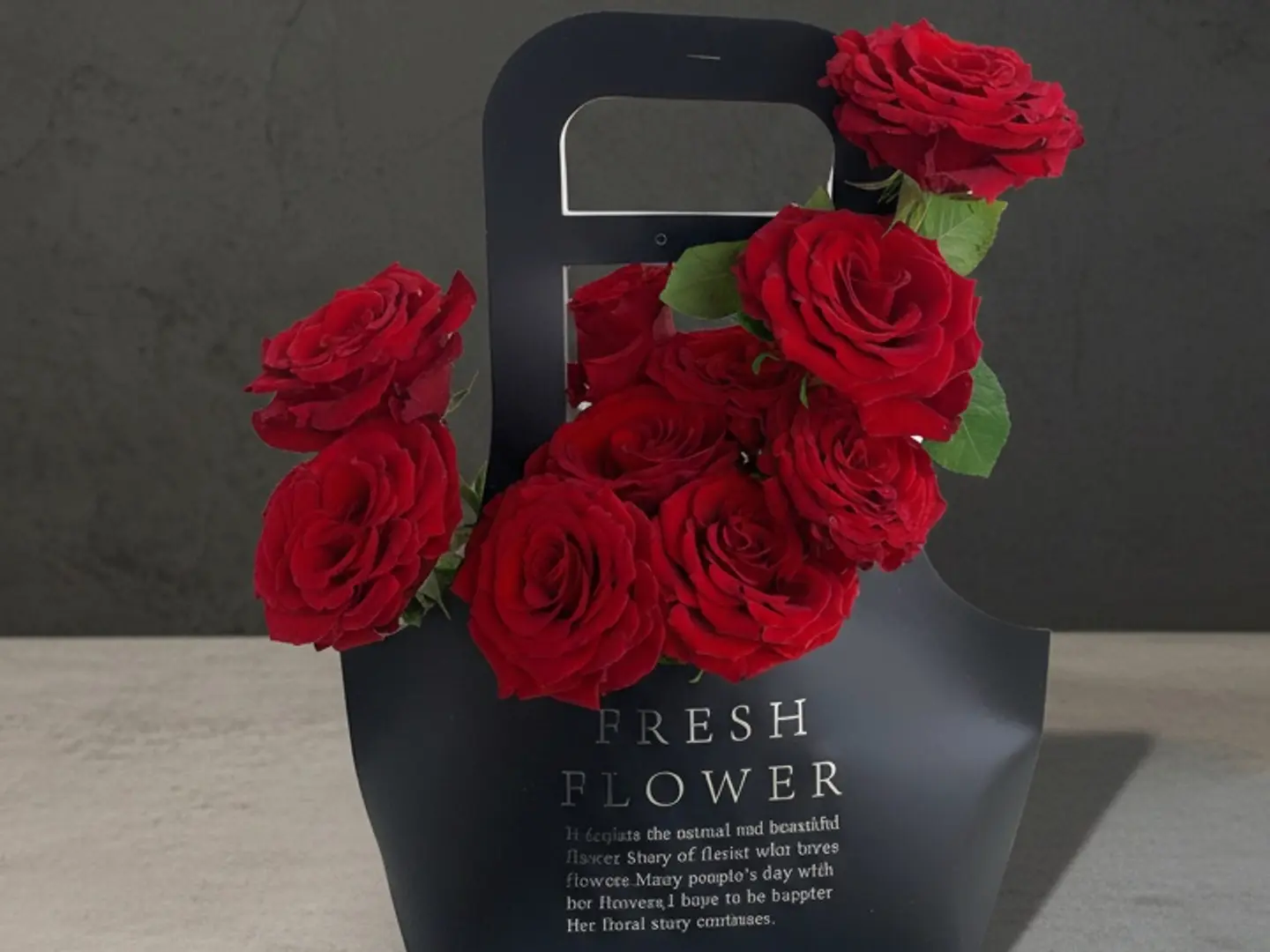 ورود حمراء مع حقيبة حمل