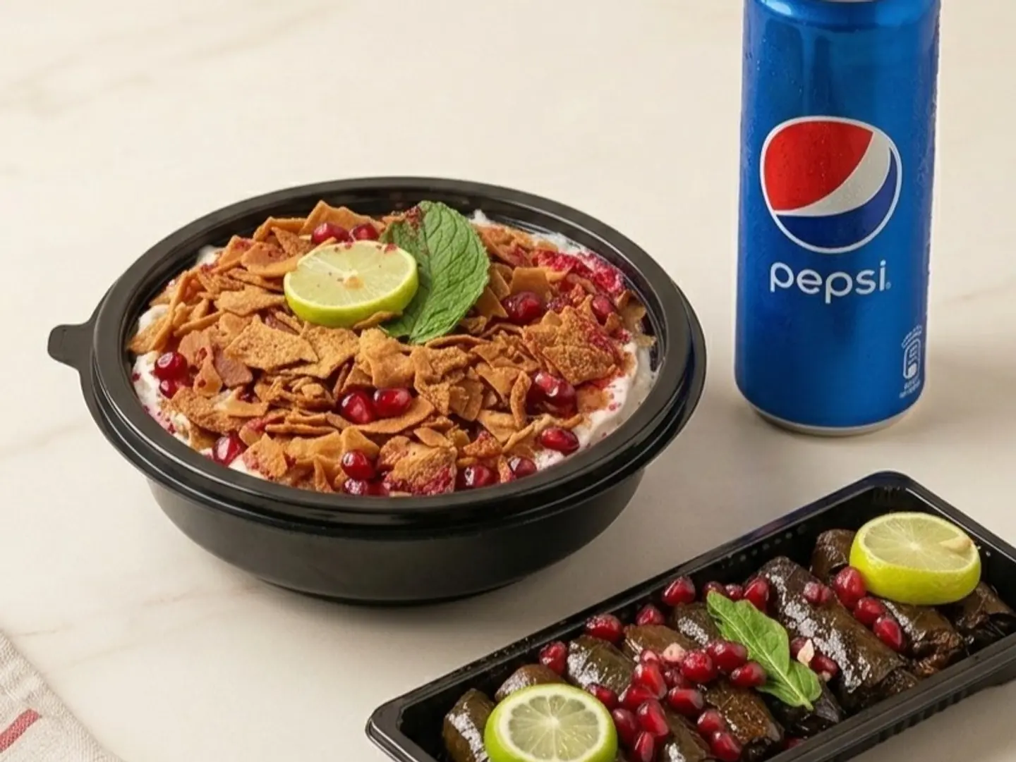 Small Spicy Warq Anab& Small Fatta Spicy&Pepsi
