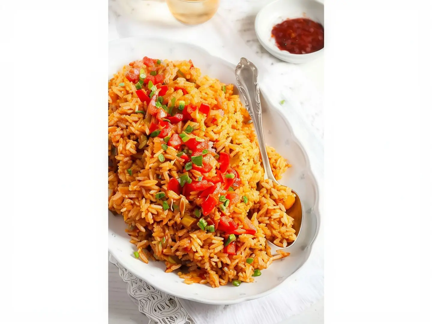 أرز بصلصة الباربكيو الحارة