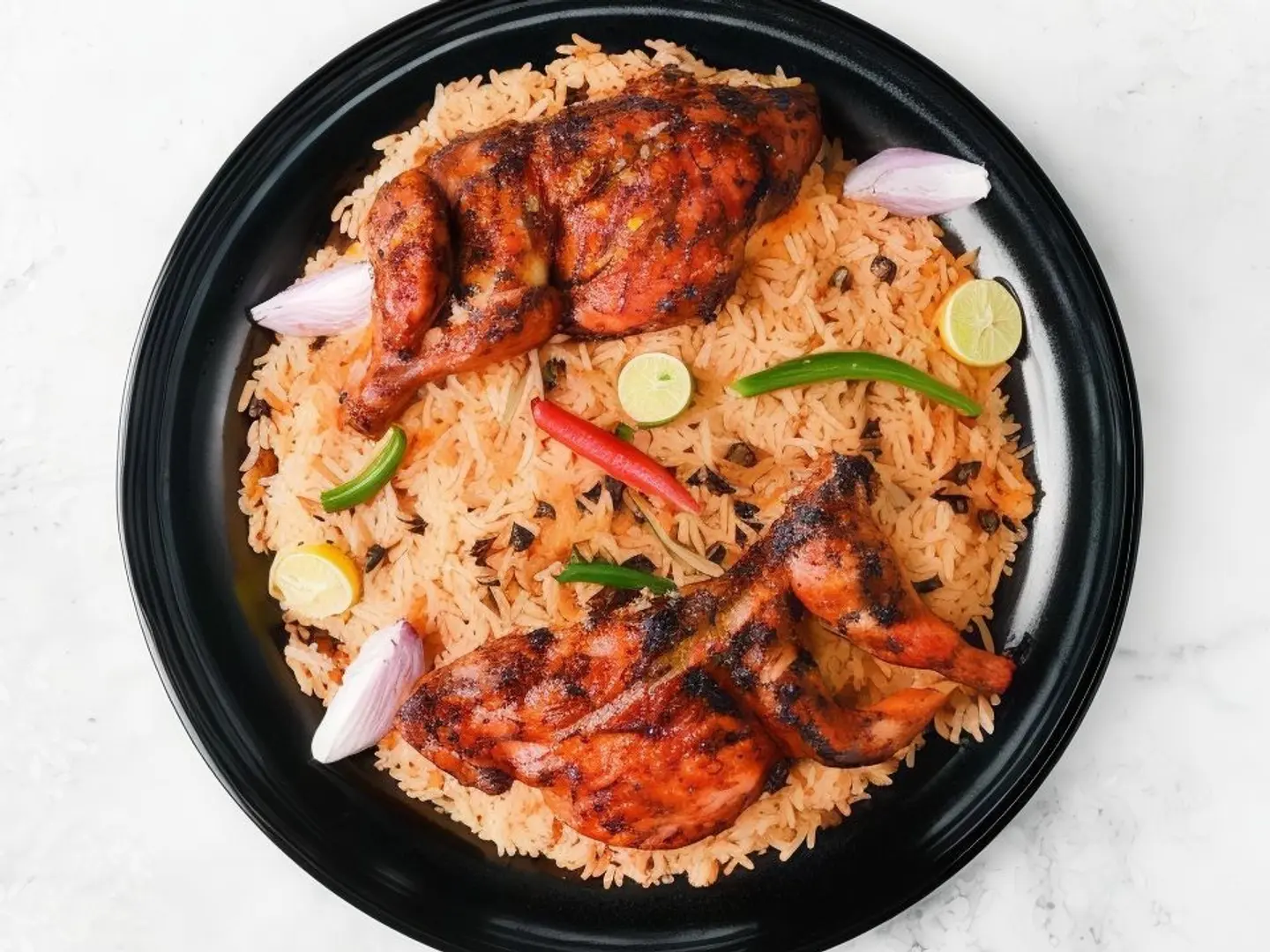 Half Charcoal Chicken With Rice