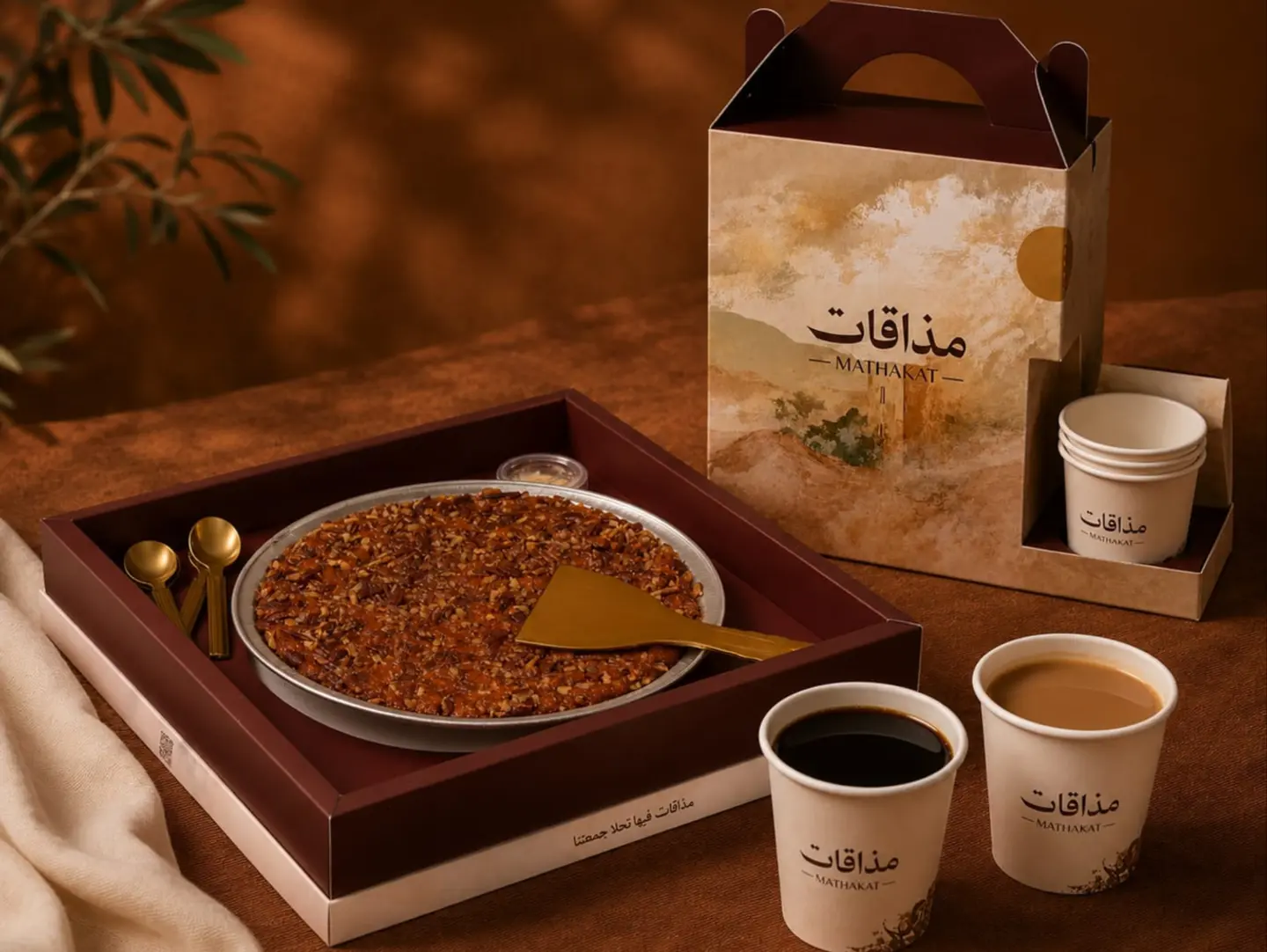 Pecan Basbousa With Saudi Coffee 1 Liter