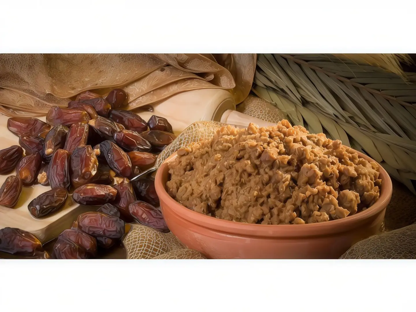فتة تمر مع عسل وقشطة