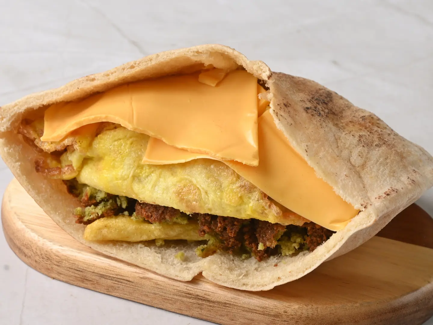 Falafel, Eggs, Cheese, Potatoes