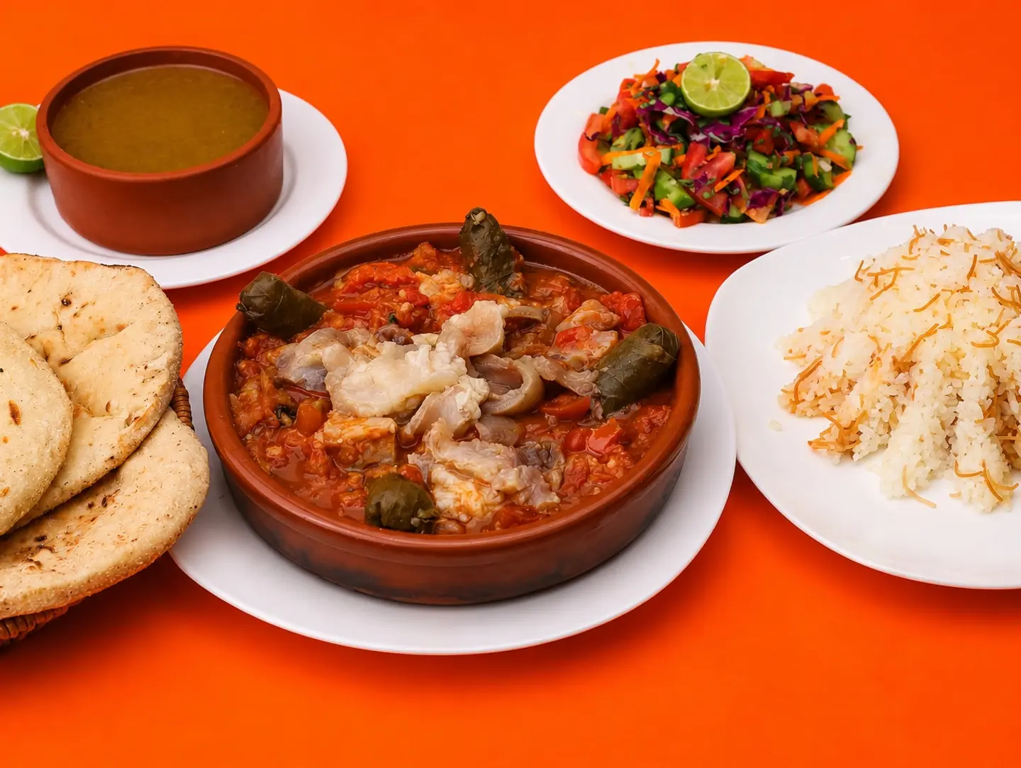 طاجن كوارع مع ورق عنب