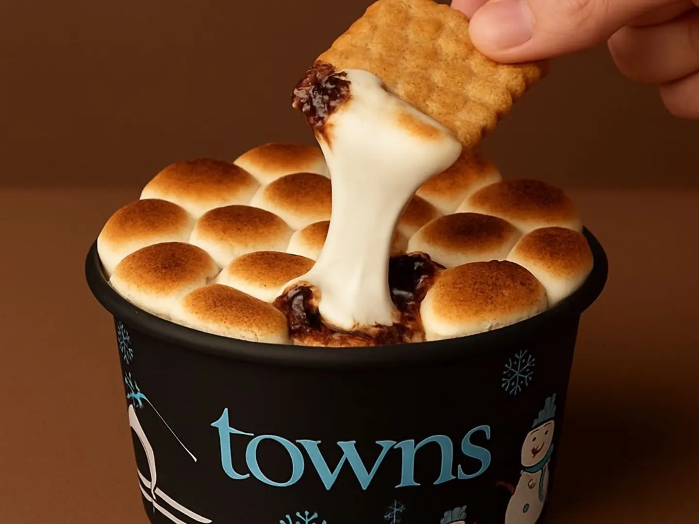 Marshmallow Towns Dessert With A Chocolate And Biscuit Layer