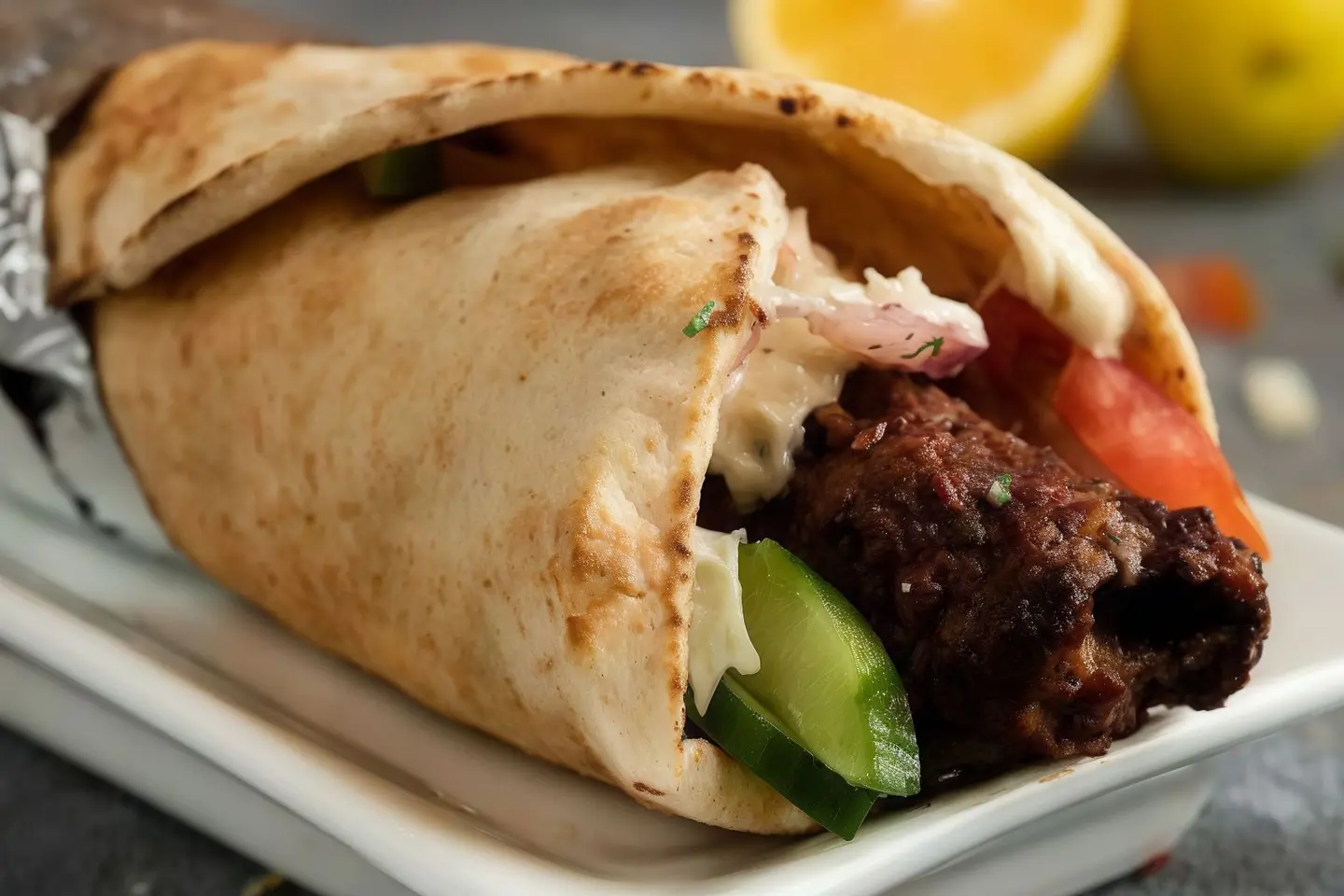 ساندوتش كباب لحم طازج