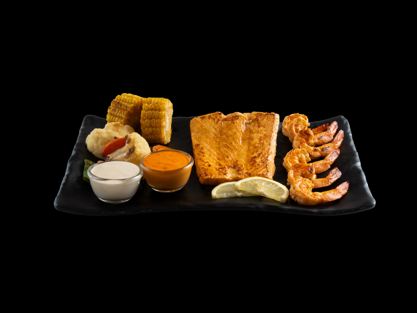 سالمون وجمبري مشوي