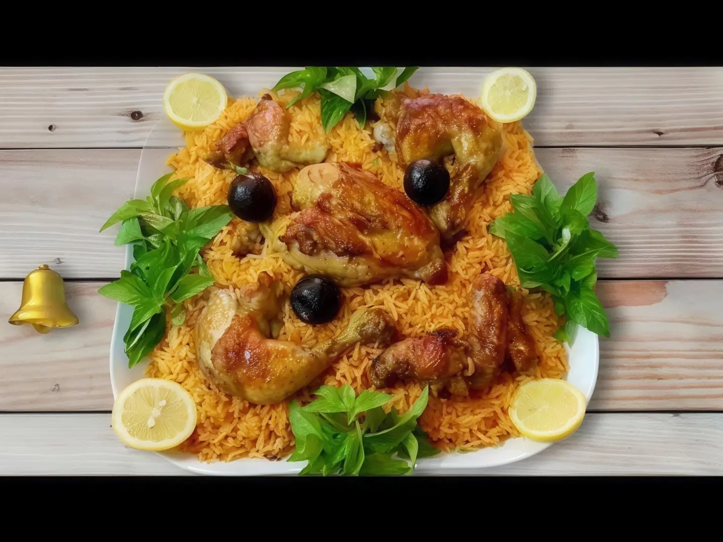 نص دجاج مقلي مع رز امريكي