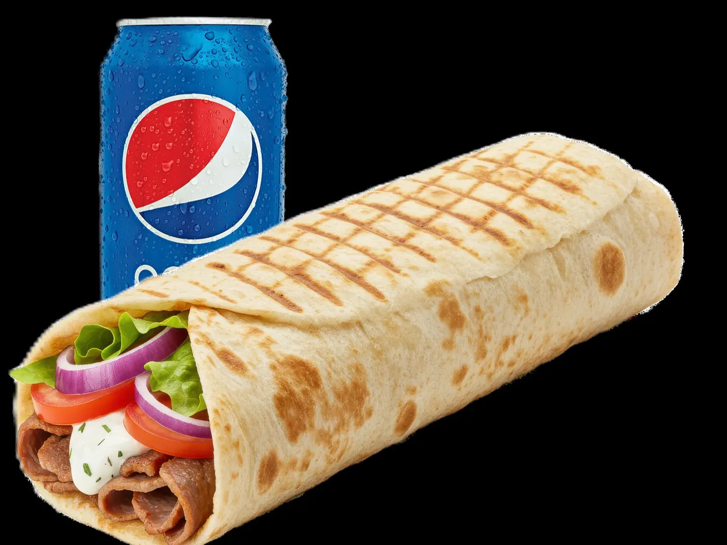 Chicken Shawarma With Pepsi