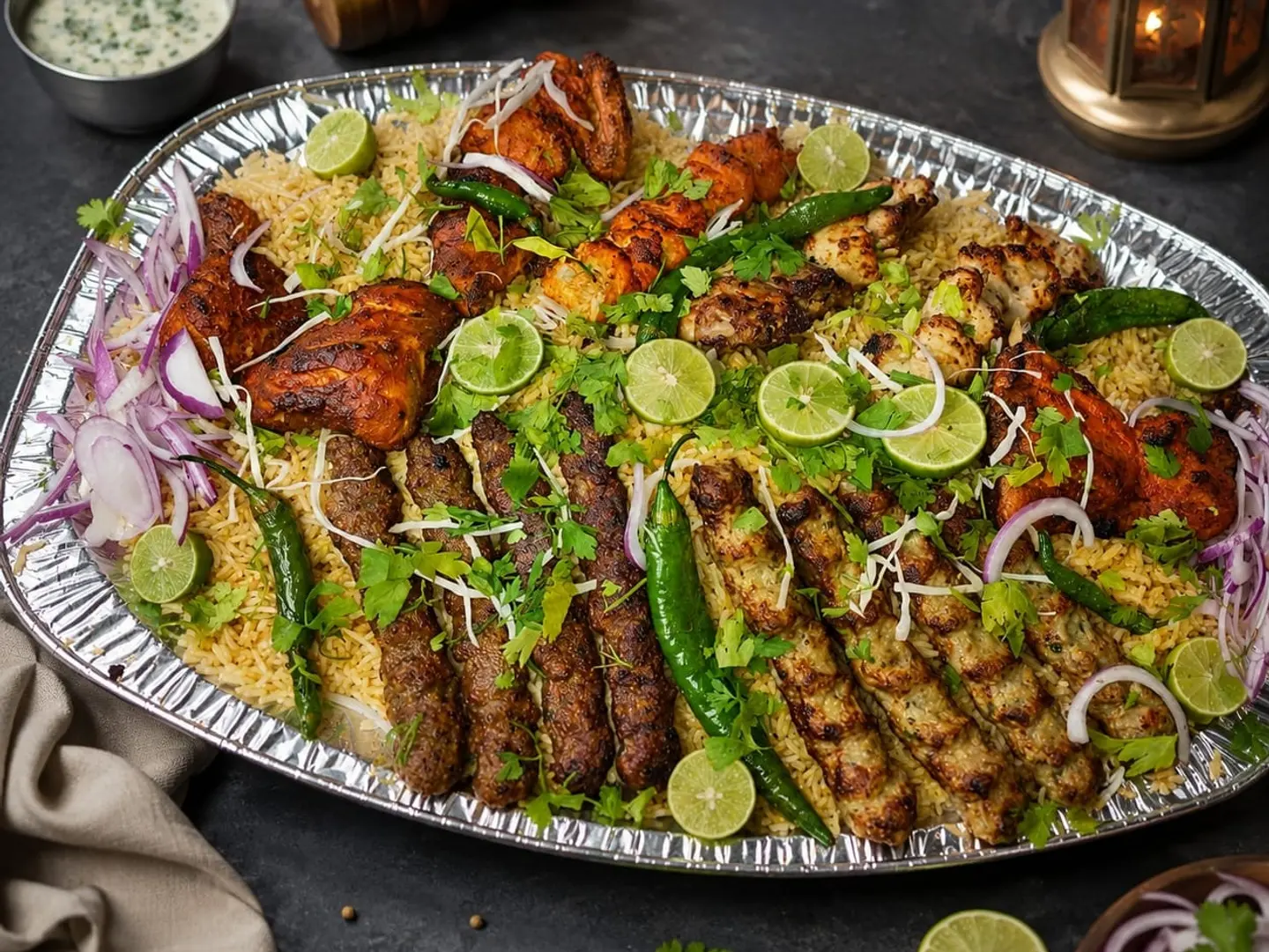 Bbq Platter With Rice