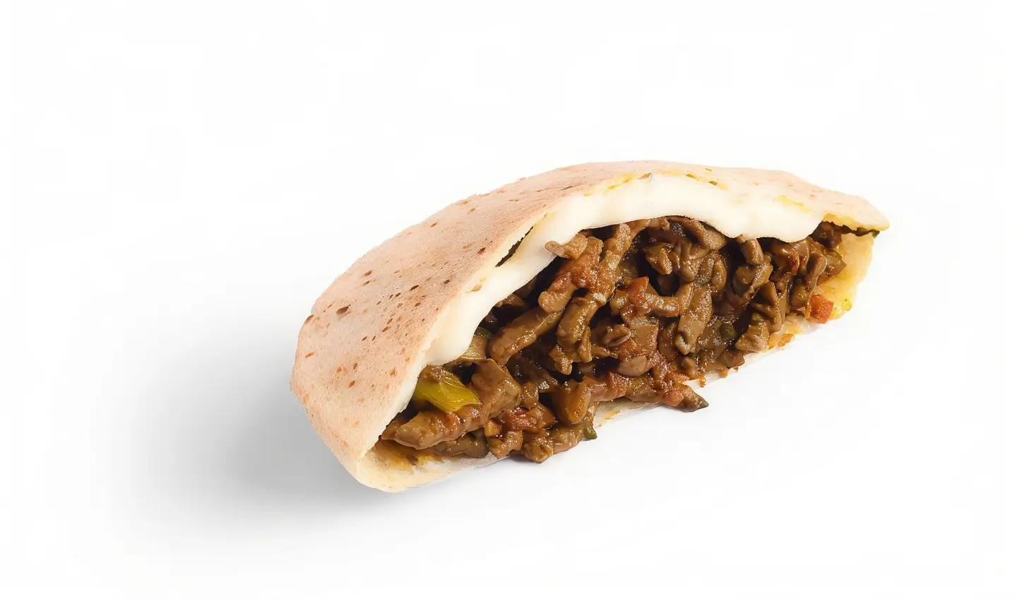 Plain Arabic Bread Liver Sandwich With Cheese