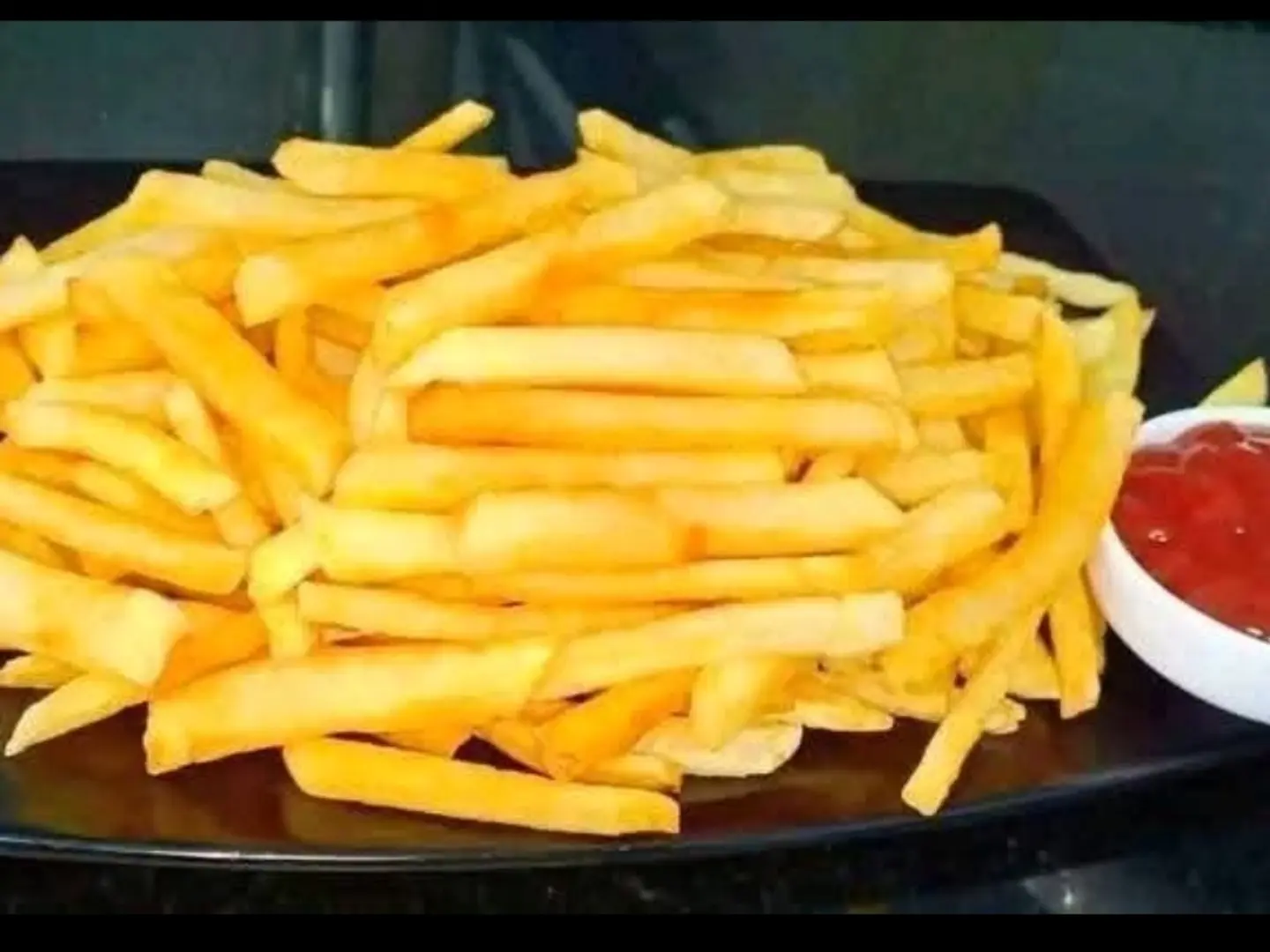 Fried Potato Plate With Ketchup