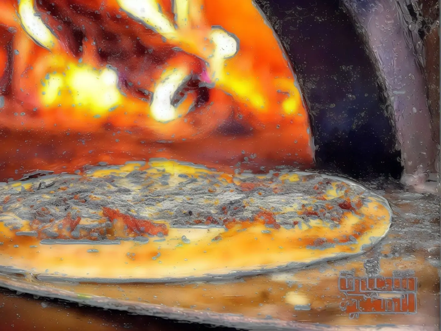 بيتزا شطيرة الحطب وسط