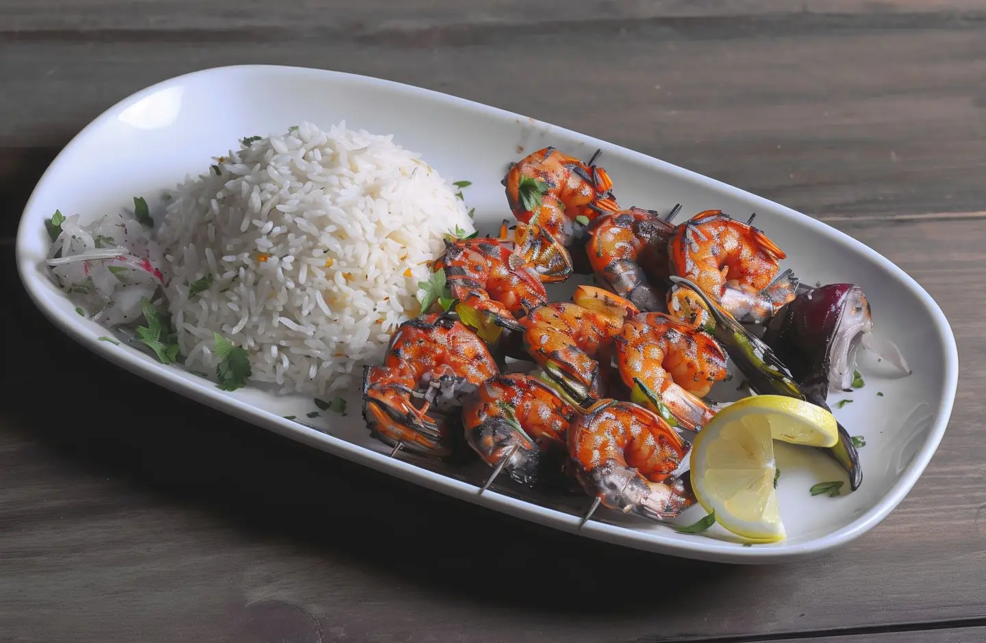 Grilled Shrimp With Rice