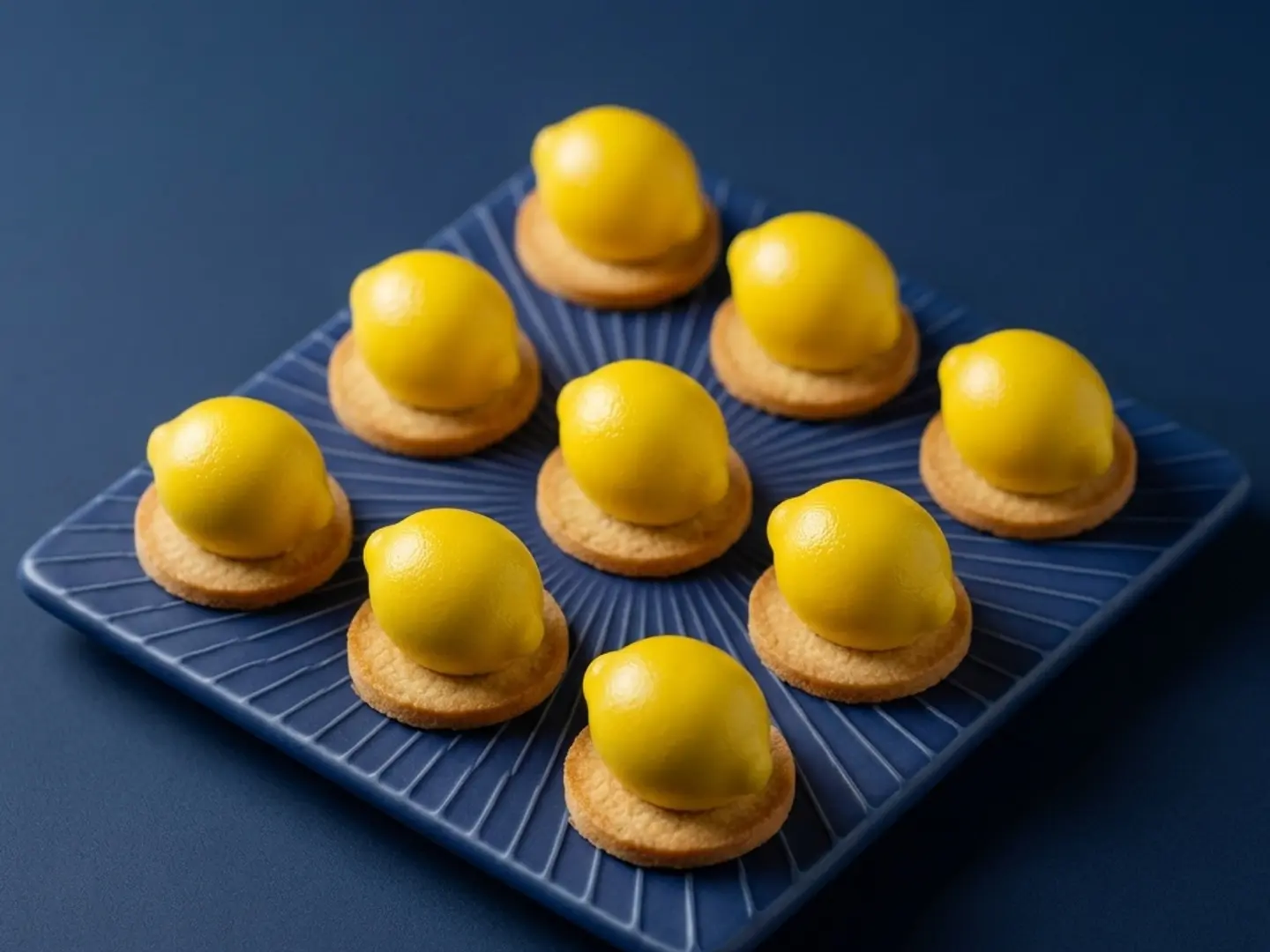 Mini Lemon Cake With Raspberry Sauce   9 Pieces