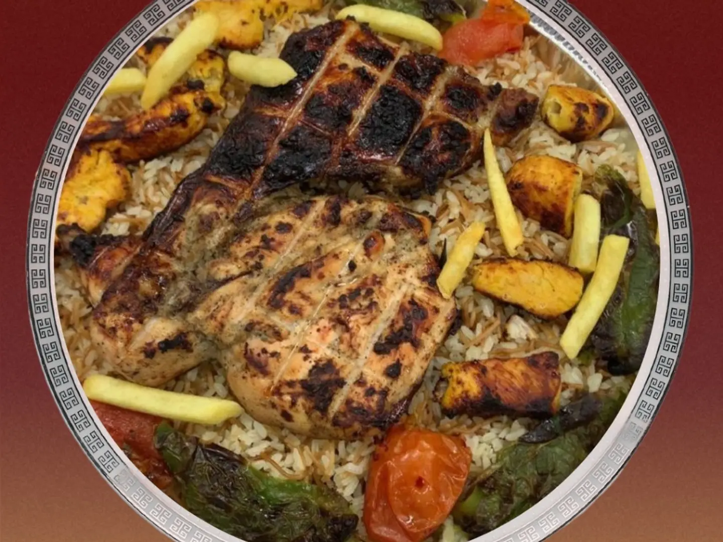 نصف دجاجة على الفحم , نفر رز 1