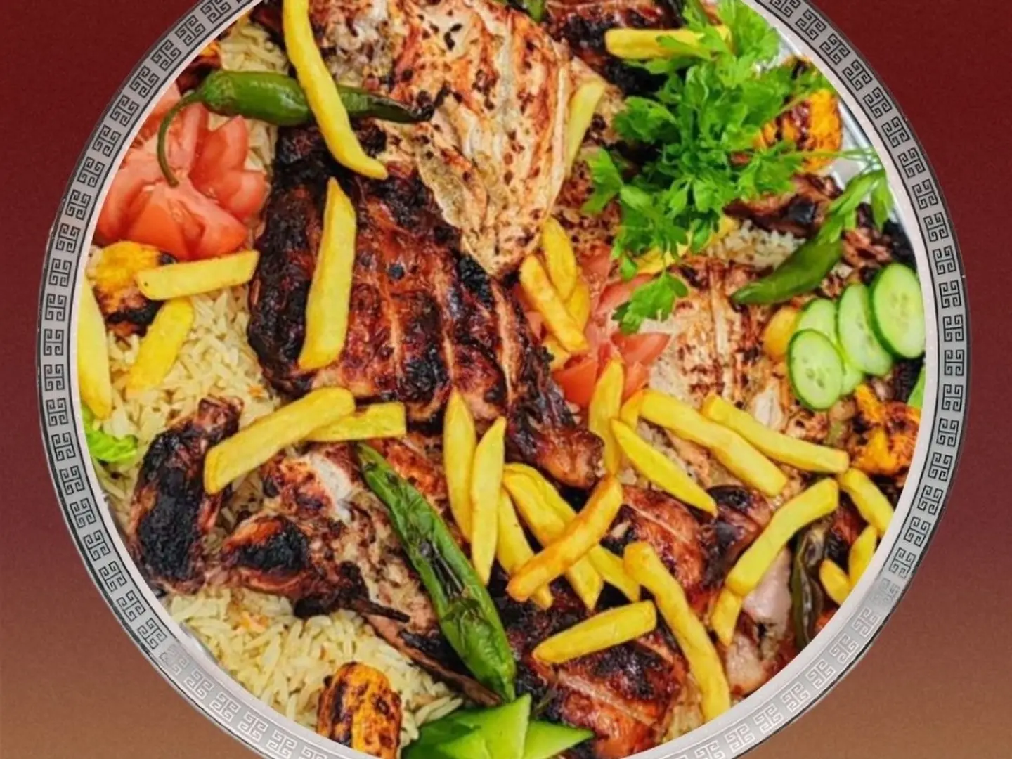 صينية بحبوح وسط دجاجة بالرز