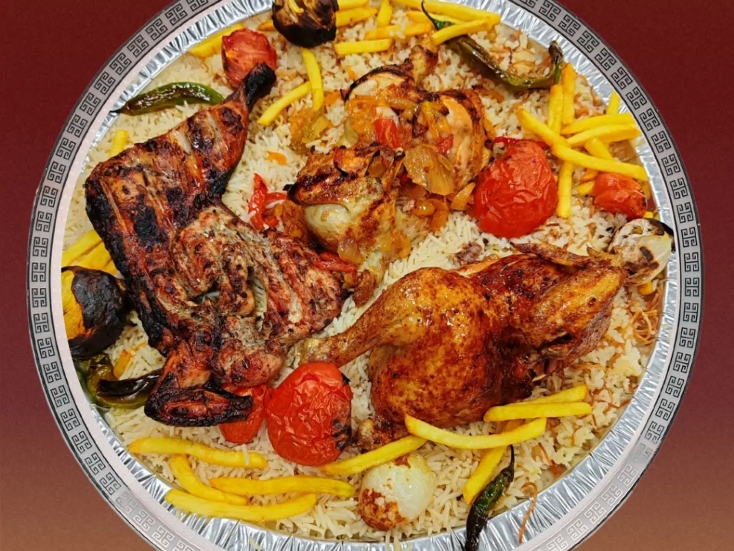 صينية بحبوح كبير حبتين دجاج بالرز