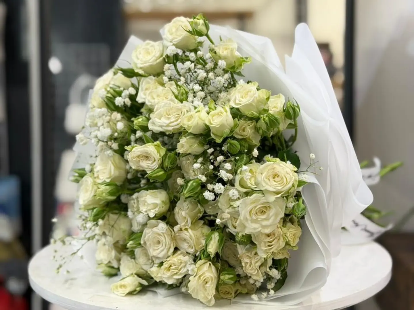 Snow White Bouquet   White Baby Roses