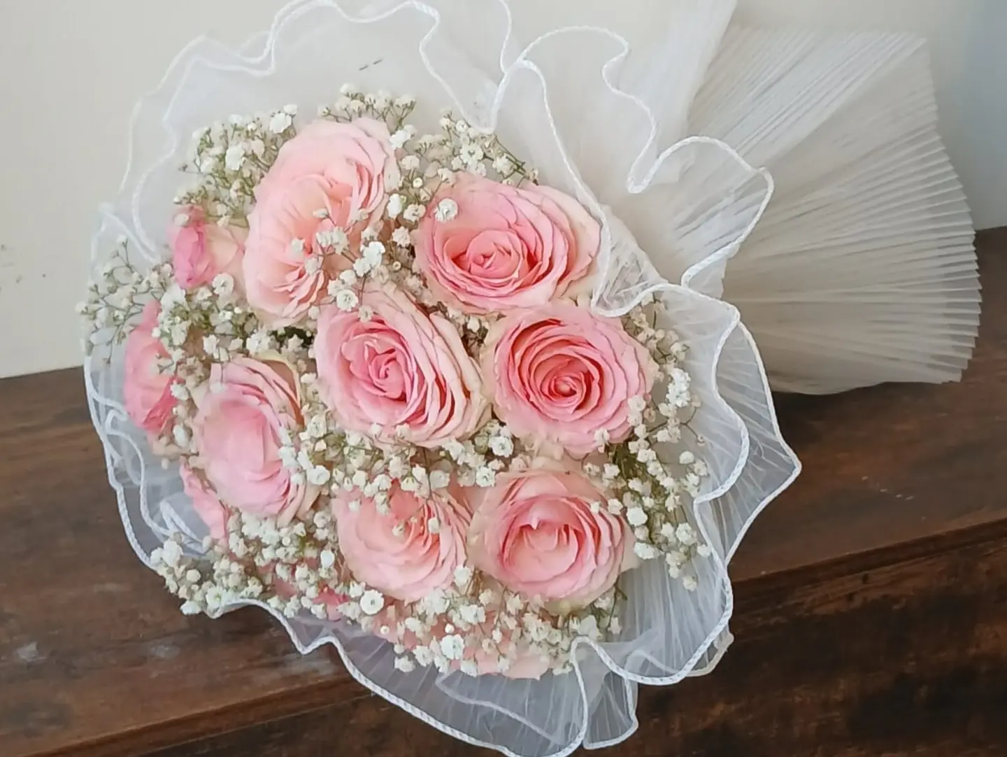 A Bouquet Of Pearly Pink Roses.