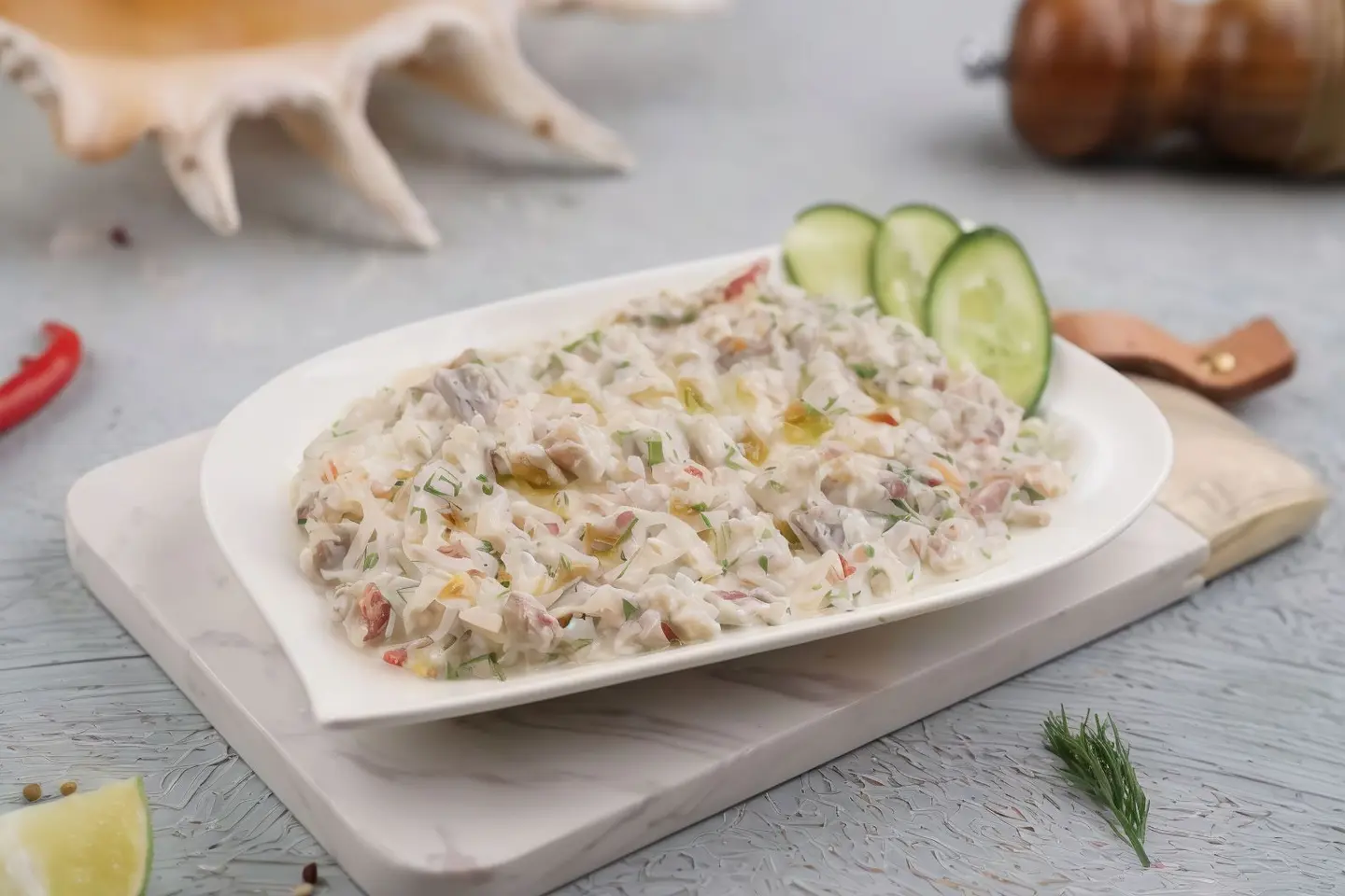 سلطة رنجة بالطحينة