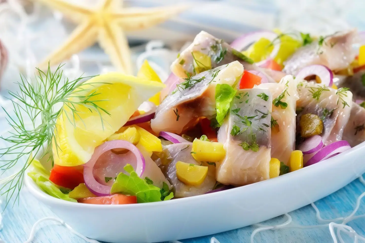 سلطة قطع الرنجة المدخنة