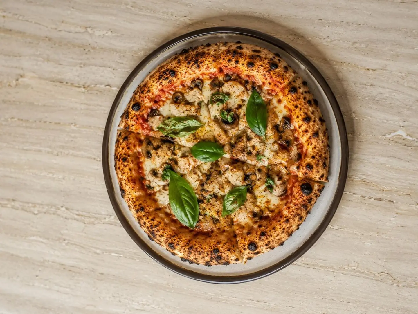 Creamy Mushroom & Chicken Pizza