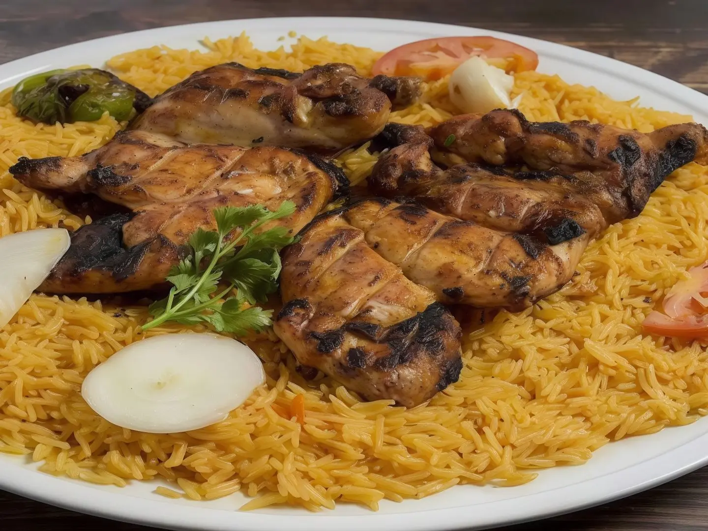 حبة دجاج فحم - رز بخاري