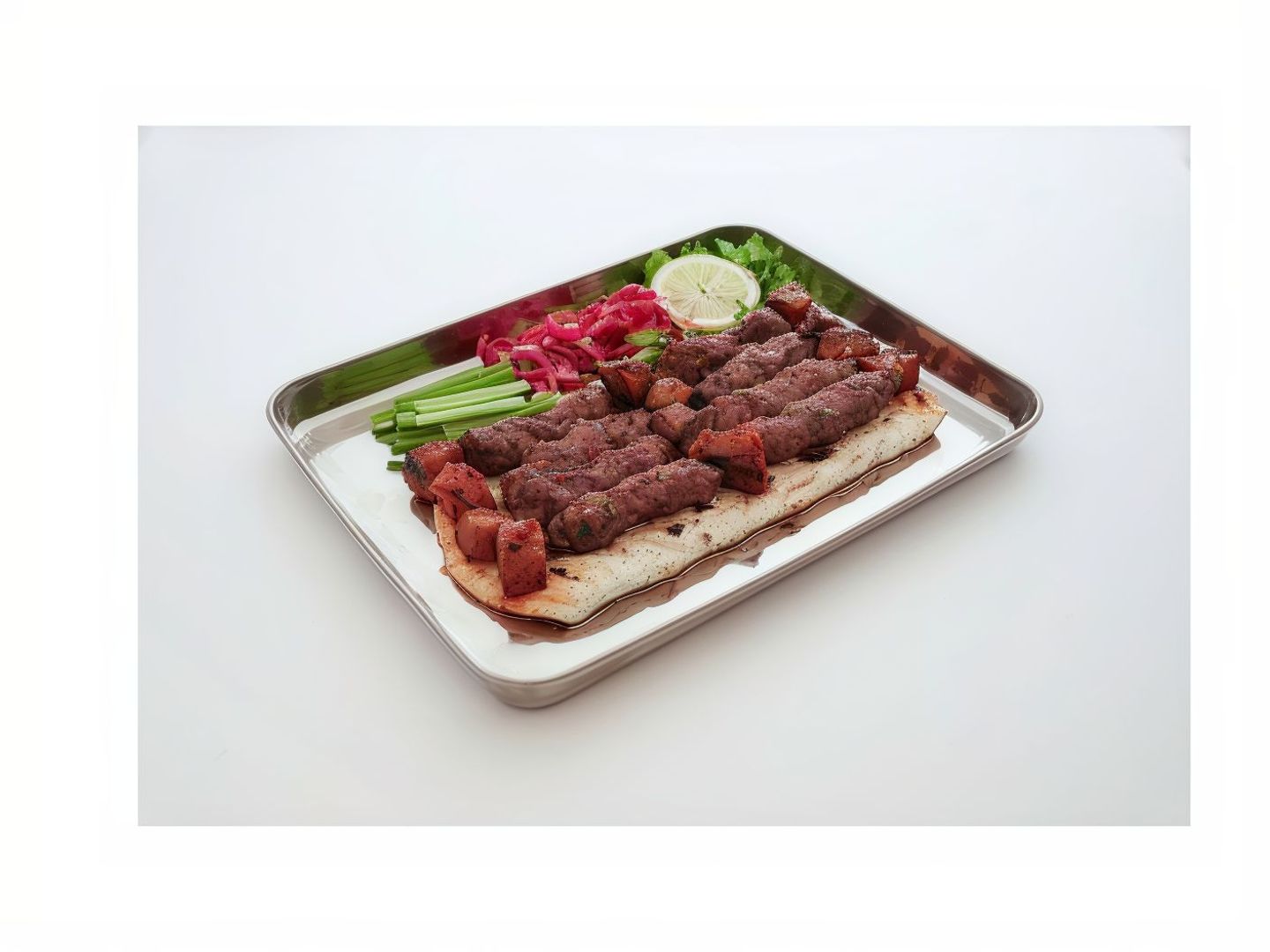 كباب لحم بالباذنجان وسط 6 اسياخ