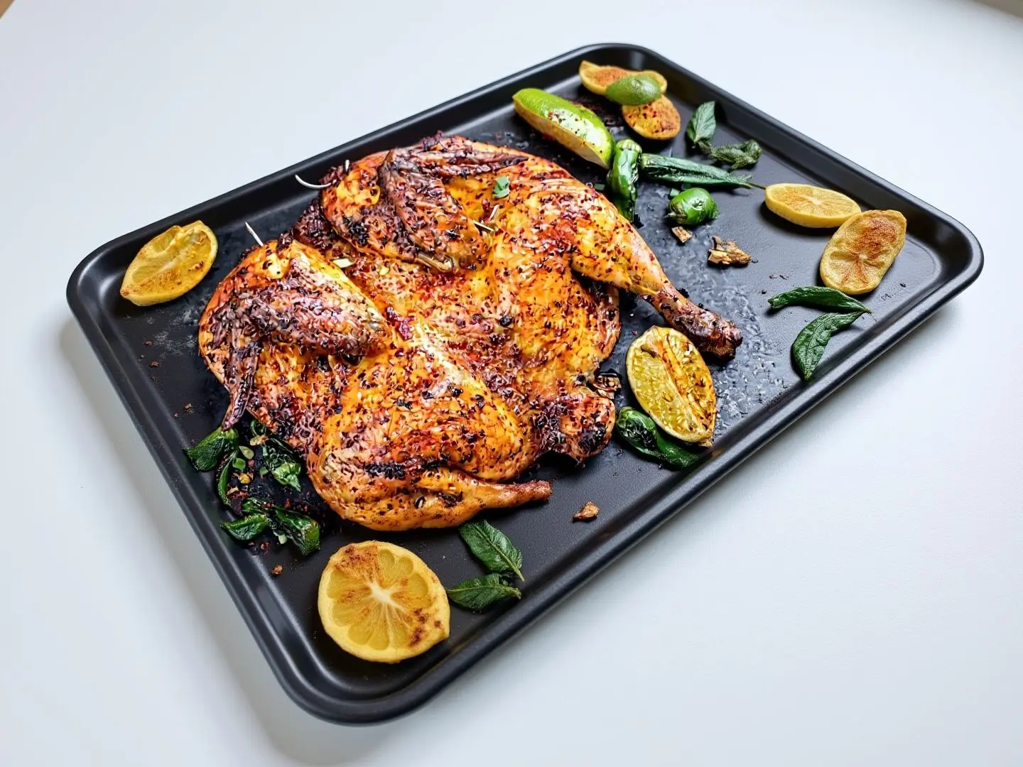 نصف دجاج على الفحم