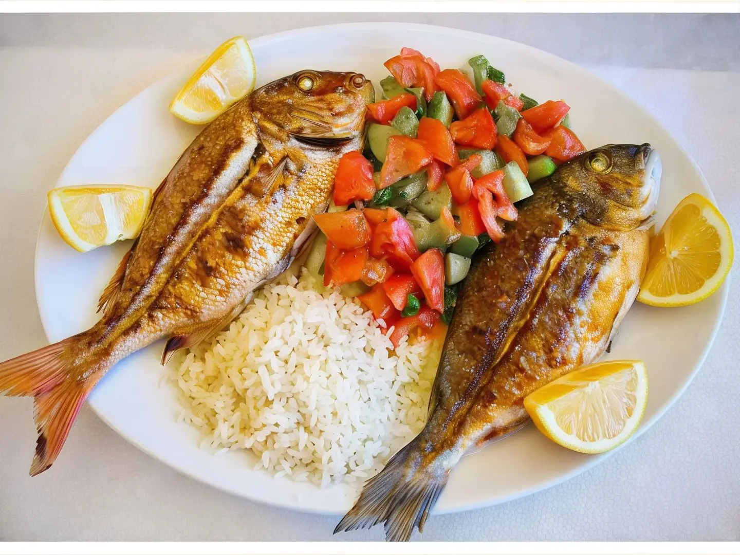 سمك روھو مع الأرز