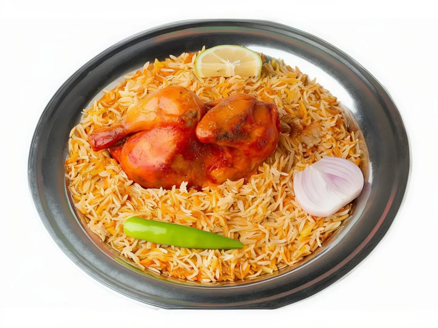 نص حبة دجاج مندي مع الأرز