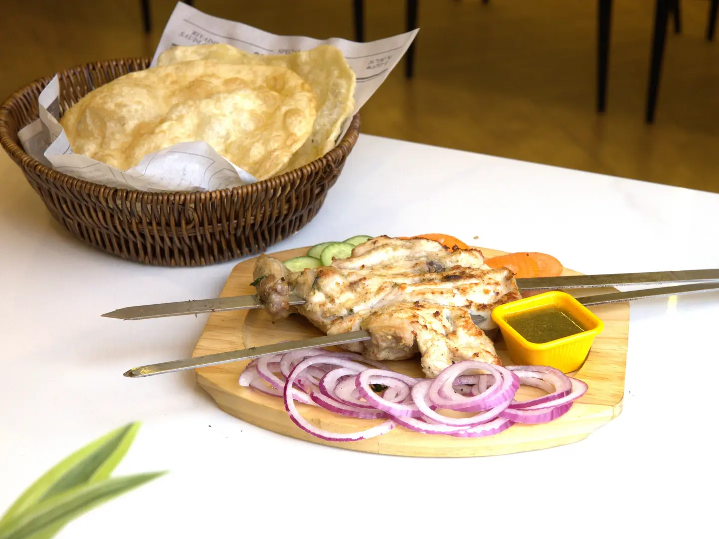 Chicken Malai Tikka Serve With Two Puri Partha